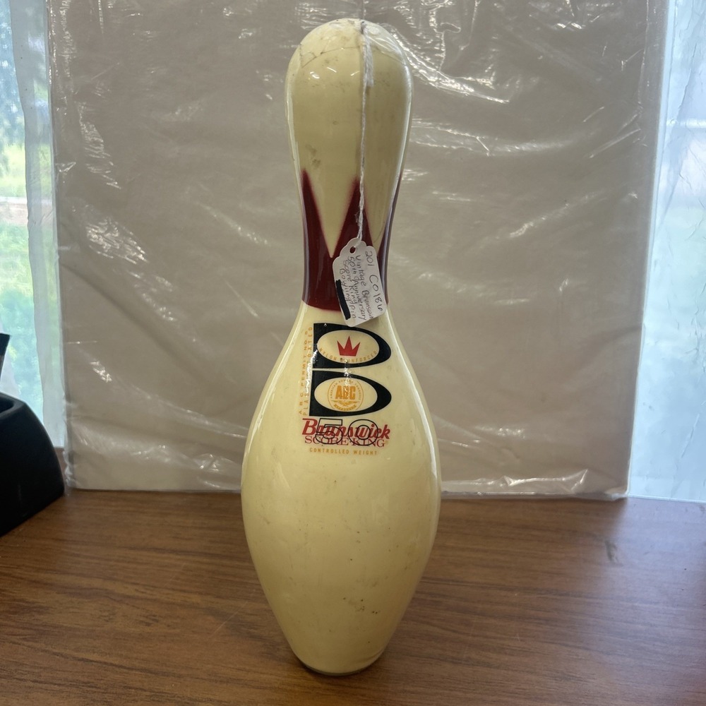 Brunswick 50 Score King Bowling Pin ABC Approved Plastic Coated 15" Pin VTG